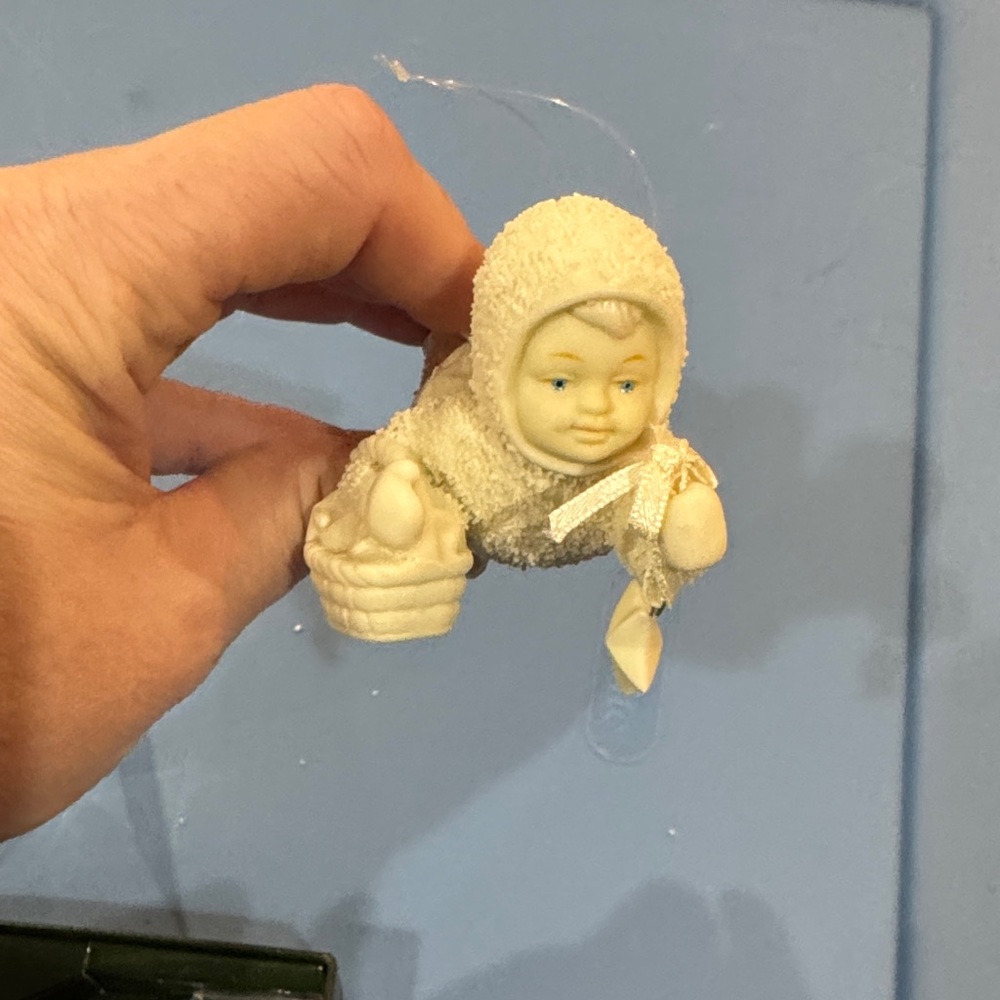 “Starry night” Textured Ivory Cherub Ornament in Gift Box